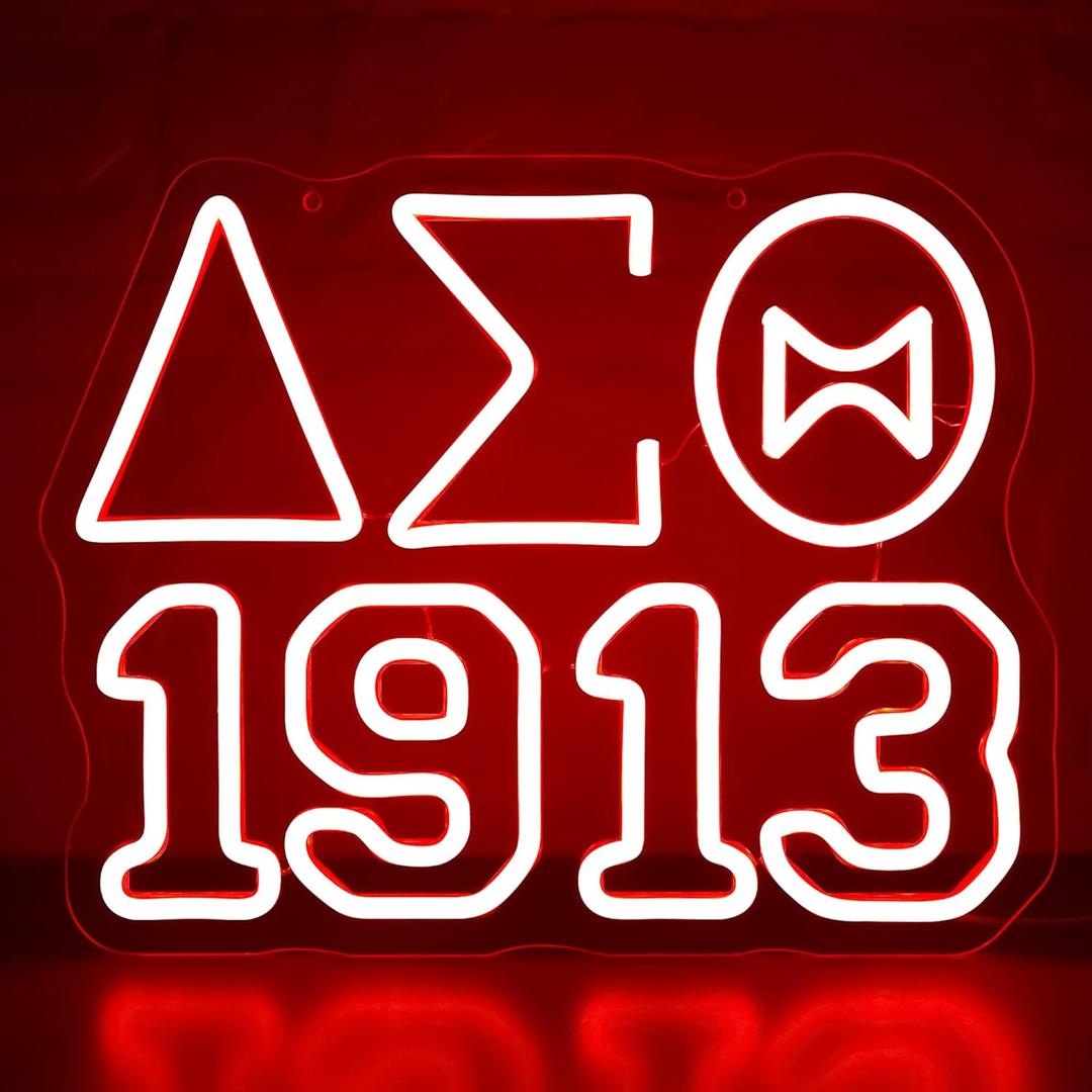 Dst Sorority Neon Sign for Wall Decor Dst Neon Light for She Shed Dimmable Greek Sorority Paraphernalia Light Up for Party Living Room Bedroom Birthday Gift for College Women Size13.7 * 10.8In(P140)