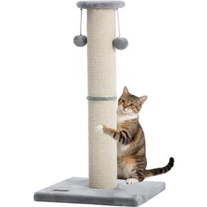 Cat Scratching Post 34 Inches Large Sturdy Cat Post with Replaceable Sisal Scratcher and Hanging Ball Scratching Post for Indoor Cats Adult Grey