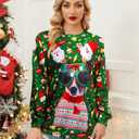VILOVE Ugly Christmas Sweatshirt Women Merry Christmas Pullover Funny Animal Graphic Tops Causal Hoodie (Large, Green)