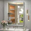 24x32 Silver Bathroom Mirror, Silver Vanity Mirror for Wall, Rounded Rectangle Mirror with Beveled Border, Anti-Rust, Polished, Shatterproof (Horizontal/Vertical)