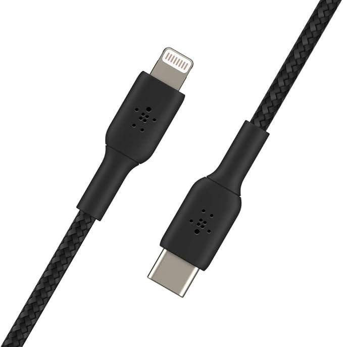 Belkin BoostCharge Nylon Braided USB C to Lightning Cable 3.3ft/1M - MFi Certified 18W Power Delivery iPhone Charger Cord - Apple Charger USB C Cable - Fast Charging for iPhone 14, iPhone 13 - Black