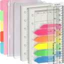 Harphia A7 6 Holes Binder Refill Value Set, 90sheets monthly plan loose leaf paper with stickers and dividers, planner insert with binder pockets for A7 binder 6 holes refillable notebook,005dA7month