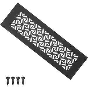 PATIKIL 10 x 3 Inch Door Air Vent Cover, Heavy Duty Aluminum Grille Ventilation Cover Louvered with Mounting Screws for Cabinet Wardrobe Door, Black