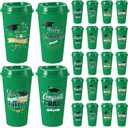 24 Pcs Graduation Tumblers Class of 2025 with Lids,16 oz Reusable Grad Plastic Cups Gifts in Bulk for Students Graduation Party Favors Decorations Supplies(Green)