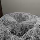 Original Calming Donut Dog and Cat Bed in Shag Fur, Dog Beds for Large Dogs, Anti Anxiety Round Fluffy Plush Faux Fur Pet Bed (Light Grey, 40x40)