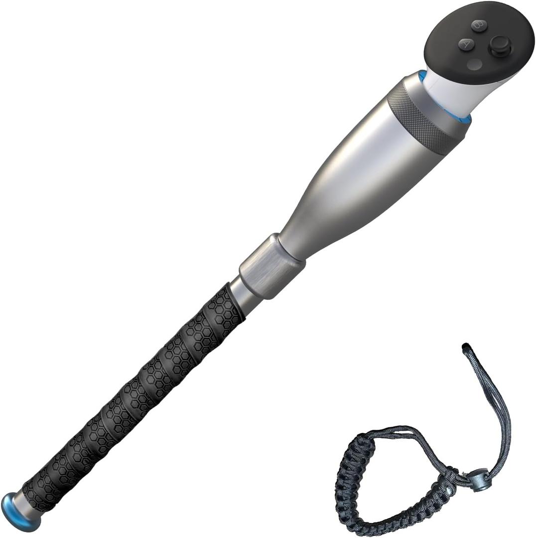 VR Baseball Bat Attachment for Meta Quest 3s/3/2, Aluminum Baseball Bat Handle Accessory with Bat Grip Tape for Win Reality (Weighted-Silver)