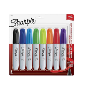 Sharpie 38250PP Permanent Markers, Chisel Tip, Assorted Colors, 8Count, Standard Packaging, 2Pack