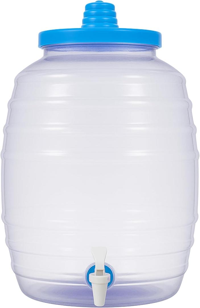 5 Gallon Jug with Spout-Mexican Vitrolero Tapadera Aguas Frescas-Water Juice Beverage Dispenser- 20 L Clear Container-BPA Free Food Grade Plastic (Top Color Will Vary)