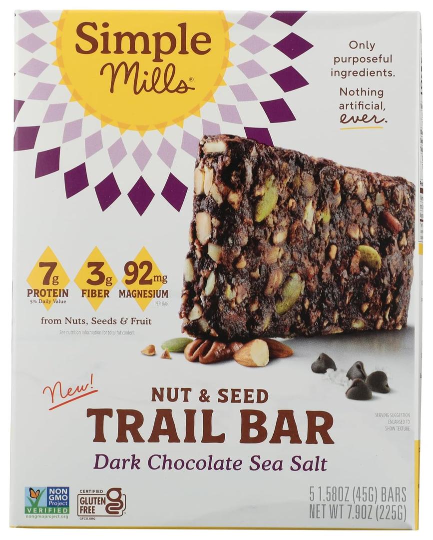Simple Mills Dark Chocolate Sea Salt Bar 5pk, 7.9 OZ (EXP 07/13/26)