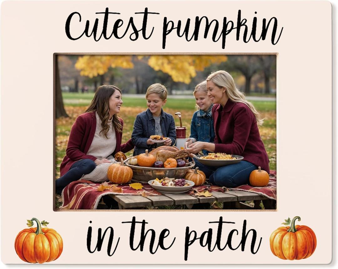 Pumpkin Picture Frame 5x7, Fall Autumn Home Decor, Fall Pumpkin Gifts, Thanksgiving Gifts, Cutest Pumpkin in the Patch Picture Photo Frames for Tabletop Desk Decor