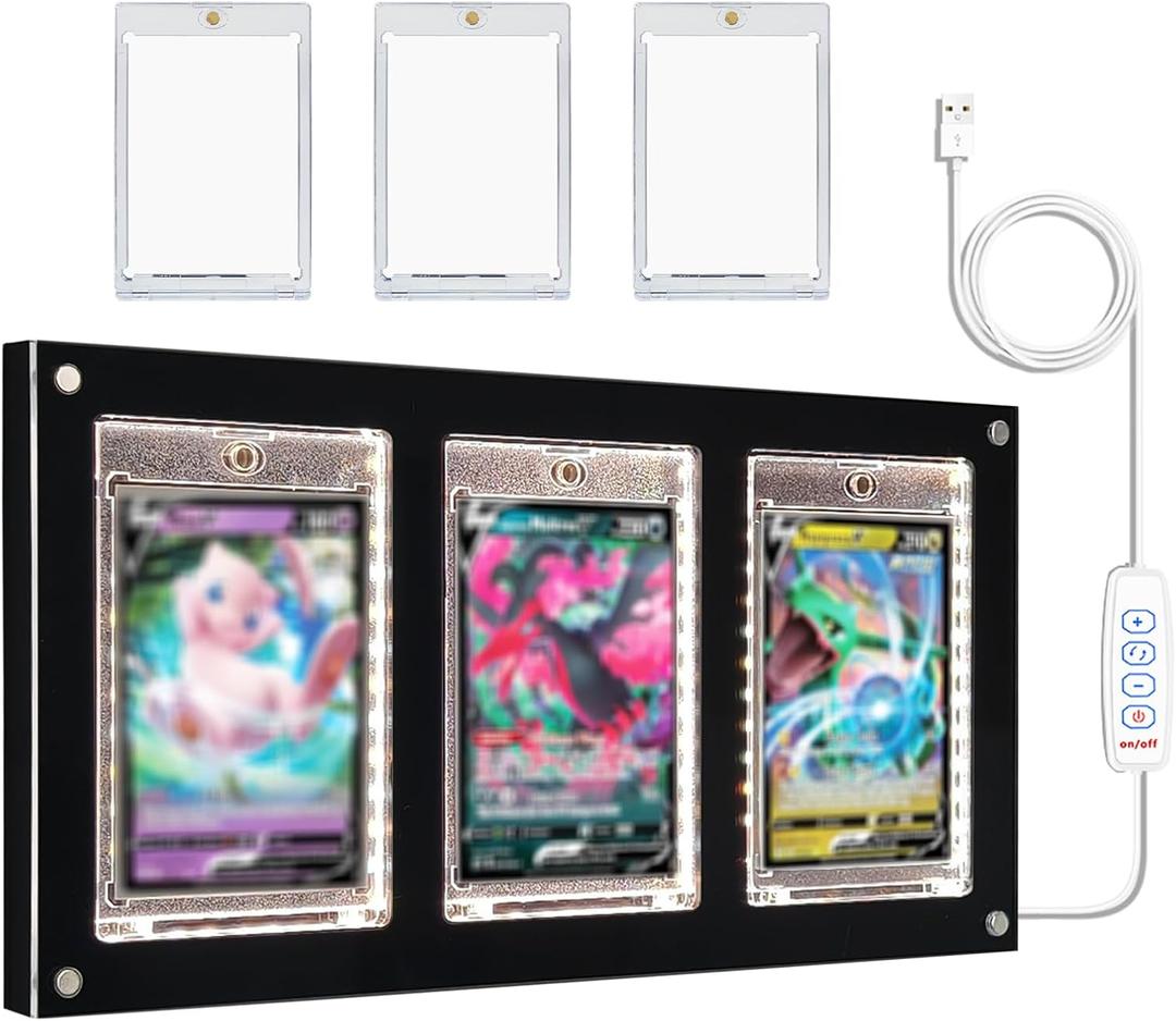 LED Trading Card Display Frame,Acrylic Trading Card Frames Desktop & Wall,Clear Baseball Card Frame Wall Display,pokemon card display frame,Baseball Card Display Case with 1 35pt Magnetic Card Holders