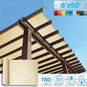 Patio 6' x 50' Sun Shade Fabric Roll 6/8/12 FT Shade Cloth for Patio, Outdoor Mesh Sail Sun Shades Canopy Replacement Pergola Cover for Backyard Deck Porch, Beige