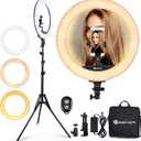 Ring Light 18 Inch LED Ringlight Kit with 73 inch Tripod Stand with Phone Holder Adjustable 3200-6000k Color Temperature Circle MUA Lighting for Camera for Vlog, Makeup,Youtobe, Video Shooting, Selfie