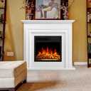 36 Electric Fireplace Mantel Freestanding Electric Fireplace, Remote Control, Adjustable Led Flame, 750W/1500w PEARLWHITE