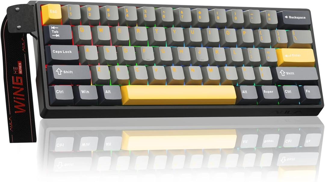AULA WIN60 HE MAX - 60% Mechanical Gaming Keyboard Wired, Hall Effect Magnetic Switches Hot Swappable, Adjustable Actuation Rapid Trigger Mode, 8000 Hz Polling Rate, 60 Percent Keyboard Compact Design