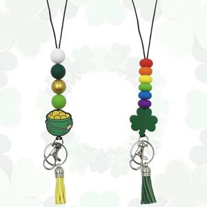 St Patricks Day Teacher Lanyard with Cute Leprechaun Beads, St Patricks Day Lanyard Breakaway Clasp for ID Badges, Fit for School and Classroom Use