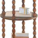 AWASEN Small Side Table, 3-Tier Round End Table for Small Spaces, Modern Bedside Table Nightstand for Bedroom, Living Room, Office, Rustic Brown