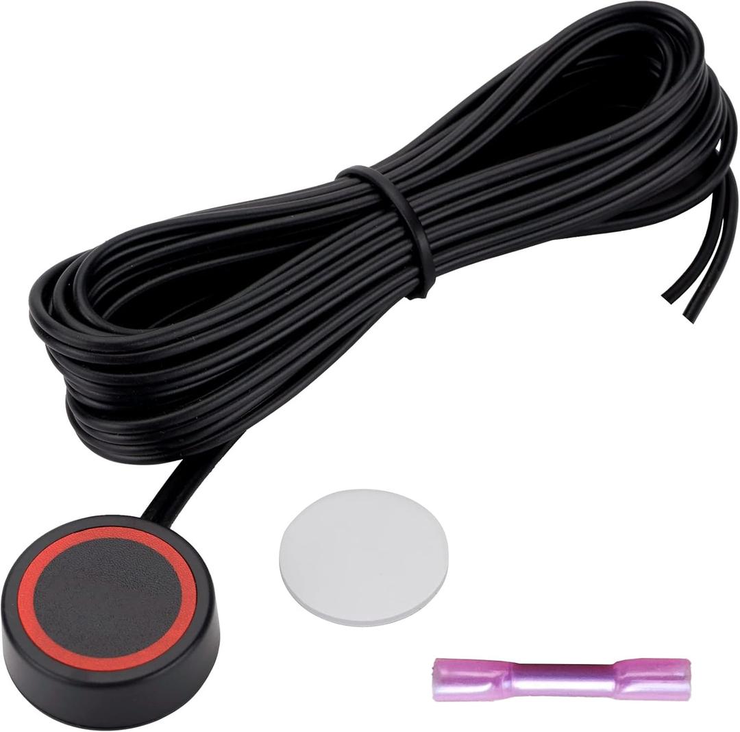 12V/24V Round Waterproof Momentary Car Horn Push Button Switch Black with Pre-soldered Wires and Quick Connector for UTV RZR ATV Polaris Ranger Car Auto Motor Train Boat Marine (Flat Button)