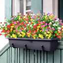 8 x AGIRL 24 Bundles Artificial Flowers Outdoor,No Fade Fake Plastic Flowers Faux Plants for Decoration Hanging Planters Indoor Outside Garden Porch Window Box Home Farmhouse Wedding