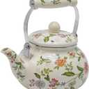 Colorful Water Kettle, Porcelain Enamel Tea Kettle 2.5L, Retro Classic Design (Style 2)