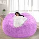 Bean Bag Chair for Adults Kids No Filling Soft Round Bean Bag Couch Lazy Sofa Cover Love Sack for Bedroom Reading Chair, 3.5FT, Purple