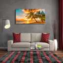Beach Themed Wall Art Canvas Prints Seascape Picture Bathroom Dcor Ocean Tree Sunset Paintings for Living Room Bedroom Office Home Kitchen Decorations 28x57 Wooden Framed Natural Landscape Artwork