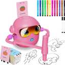 Drawing Robot for Kids, with 100 Word Cards, 12 Color Pens, Voice Interactive Educational Drawing Machine, Montessori Painting Learning Toys for 3 4 5 6 7 8 Year Old Boys Girls Birthday Party (Pink)