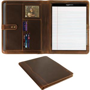 ELIZO Leather Portfolio Padfolio Leather Binder Folder for Men and Women Professional Business Portfolio Organizer Men and Women (Classic, Antique Classic)