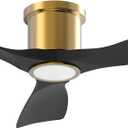 OFANTOP 52 Inch Smart Ceiling Fan with Light and Remote, Indoor 3 Blade Black Gold Flush Mount Modern Ceiling Fan for Bedroom Living Room