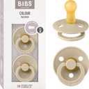 Bibs Colour Pacifier 2-Pack | BPA Free Soother, Round Nipple. Natural Rubber Latex, (Vanilla)