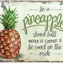 Set of 4 Pack, Barnyard Designs Retro Vintage Metal Tin Bar Sign, Decorative Wall Art Signage, Primitive Farmhouse Country Kitchen Home Décor (Pineapple)