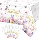 FunnyPars 6 Pack Butterfly Baby Shower Tablecloth, Little Butterfly is On The Way Baby Shower Decorations, Plastic Disposable Rectangle Watercolor Spring Themed Tablecloth Backdrop Party Decorations