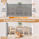 Reinforced Retractable Baby Gate, Mesh Dog Gate, Child Safety Gate for Doorways, Stairs, Hallways, Indoor/Outdoor, Wide Openings -33.5" Tall, Width up to 55" Gray