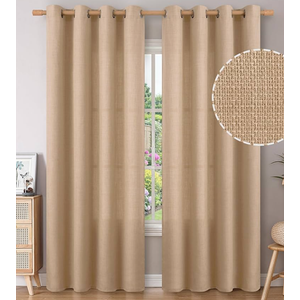 Beige Curtains, 89"×52", Set of 2