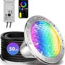 CAtArt 10 Inch Pool Lights for Inground Pool, Color Changing LED Inground Pool Light with Controller and APP Control for Wet Niche, Underwater Swimming Pool Lights, 50 Foot Cord
