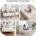 MAXYOYO 8" Futon Mattress, Ultra Thick Boucle Futons Sofa Couch Bed Sleeper Sofa Bed Floor Mattress for Adults, Shredded Foam Filling (Frame Not Included) (Queen, Beige)