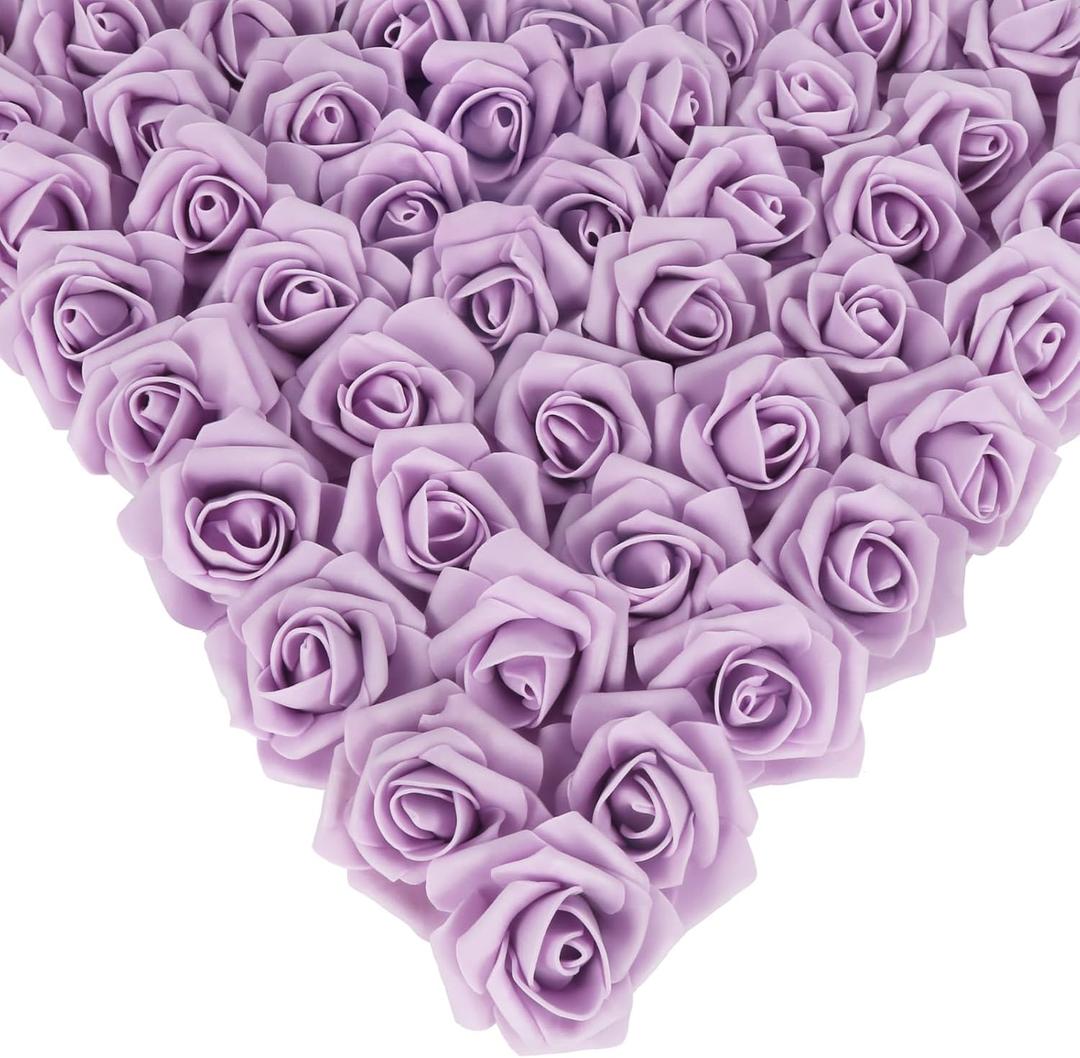 Foam Roses, 200PCS Artificial Roses Heads 1.97in Fake Roses Foam Flowers for Craft DIY Wedding Party Home Decoration (Lilac)