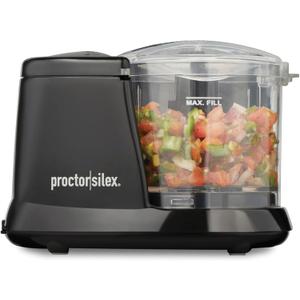Proctor Silex Durable Electric Vegetable Chopper & Mini Food Processor for Chopping, Puree & Emulsify, 1.5 Cup, Black