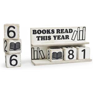 Books Read This Year Counter, Wooden Book Tracker for Reading Goal Display, Book Counter Sign Bookshelf Decor, Reading Challenge Gift for Readers, Bookwormand Library Lovers (Rustic)