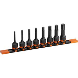 8-Piece 1/2 Drive Impact Torx Bit Socket Set, T30 T40 T45 T50 T55 T60 T70 T80, Cr-Mo Steel with Locking Pin Hole & Storage Case, Professional Grade for Automotive & Machinery Repair