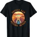 Hoover Dam Retro Distressed Circle Vintage T-Shirt (Gray, XXXL)