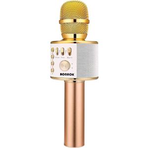 BONAOK Wireless Bluetooth Karaoke Microphone,3-in-1 Portable Handheld Karaoke Mic Speaker Machine Home Party Birthday for All Smartphones (Q37 Gold)