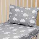 Toddler Pillowcase/Pillow Cover Set - 25x21.6 Inch - Lightweight, Breathable & Super Soft Grey (Clouds & Stars)