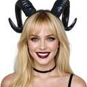 MOSTORY Devil Goat Horns Headband - Demon Sheep Horn Headband for Adult Cosplay Halloween Renaissance Photoshoot (Detachable) (Black)