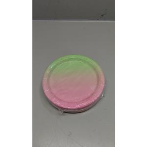 Zhehao 50 Pcs Pink and Green Plates 7 Inch Pink and Green Witch Party Decorations Glitter Disposable Paper Plates for Witch Princess Movie Themed Birthday Wedding Party Supplies,  Colorful 