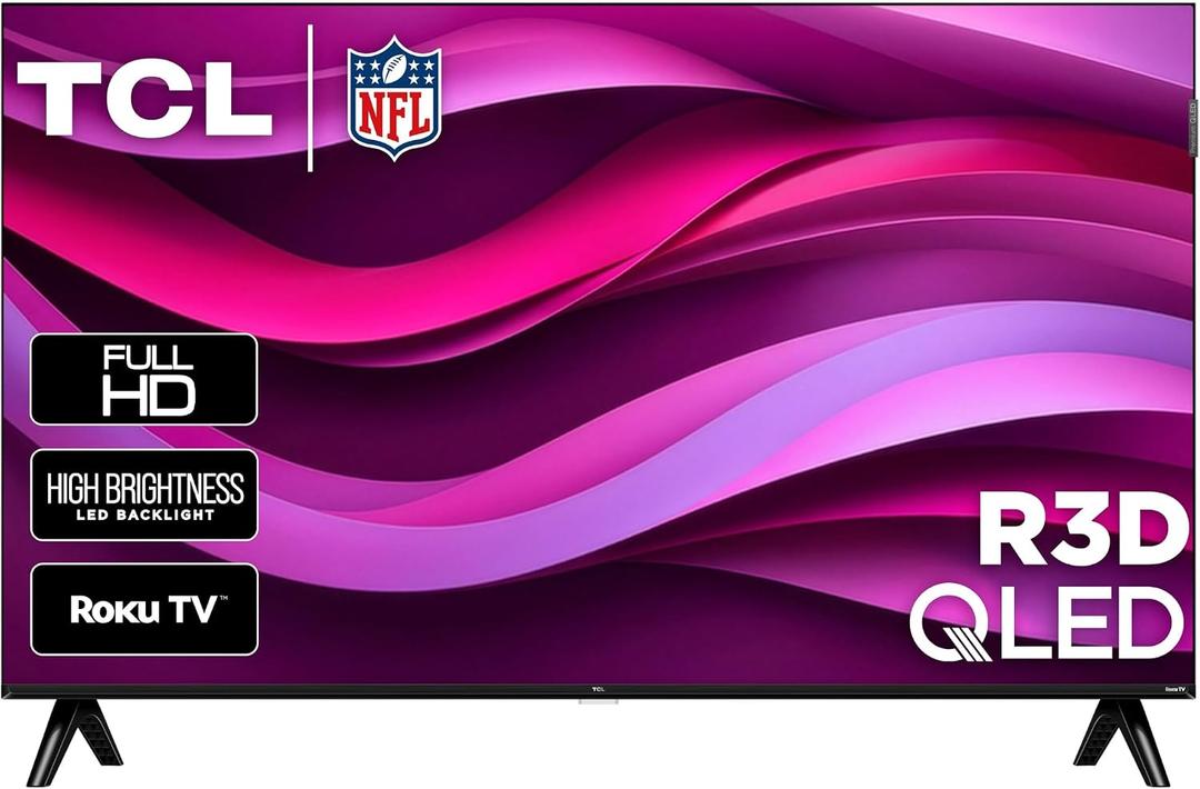 TCL 40-Inch Class R3D Series QLED Roku Smart TV | FullView Bezel-Less Design, Google Cast & AirPlay 2 | Television for Bedroom, Dorm & Kitchen (40R3D, 2026) Streaming Live Local News, Sports & Movies