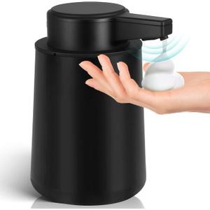 Automatic Soap Dispenser Foaming Touchless: 9oz Plastic Black Modern Rechargeable Electric Auto Foam Soap Dispenser - Bathroom Kitchen Hand Dish Lotion