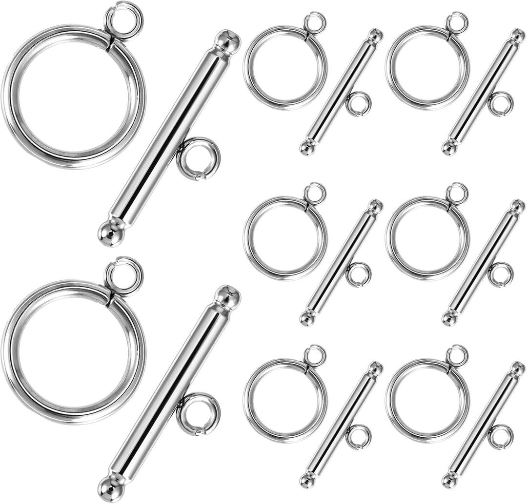 30 Sets Toggle Clasps for Jewelry Making T-Bar Jewelry Clasps Stainless Steel OT Clasp Bracelet Necklace Clasp DIY Materials