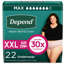 Depend Fresh Protection Adult Diapers, Incontinence & Postpartum Bladder Leak Underwear for Women, Disposable, Maximum, ExtraExtraLarge, Blush, 22 Count