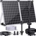 POPOSOAP 55W Solar Fountain Pump, 480GPH Solar Pond Pump with Dry-Run Protection, Solar Powered Water Pump with 17Ft Cord & 10Ft Extension Cable, PVC Tubing for Ponds, Garden, Waterfall, Hydroponics
